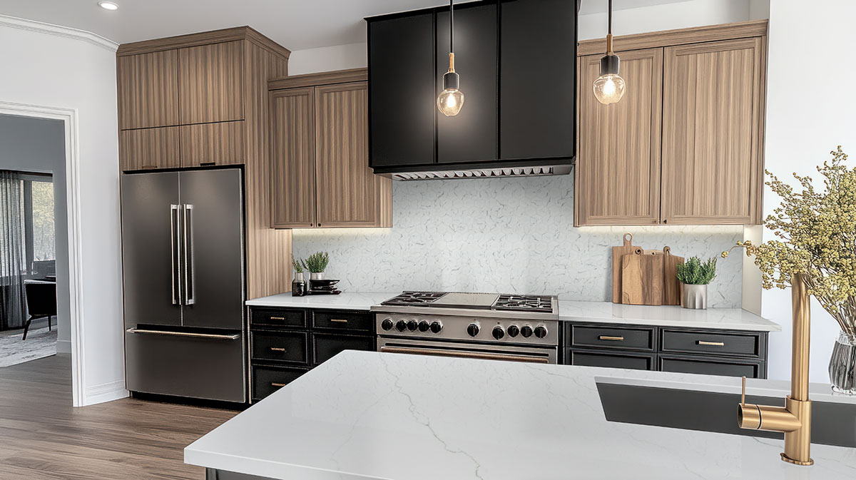 Carrara Matte 2" Hexagon backsplash in a kitchen